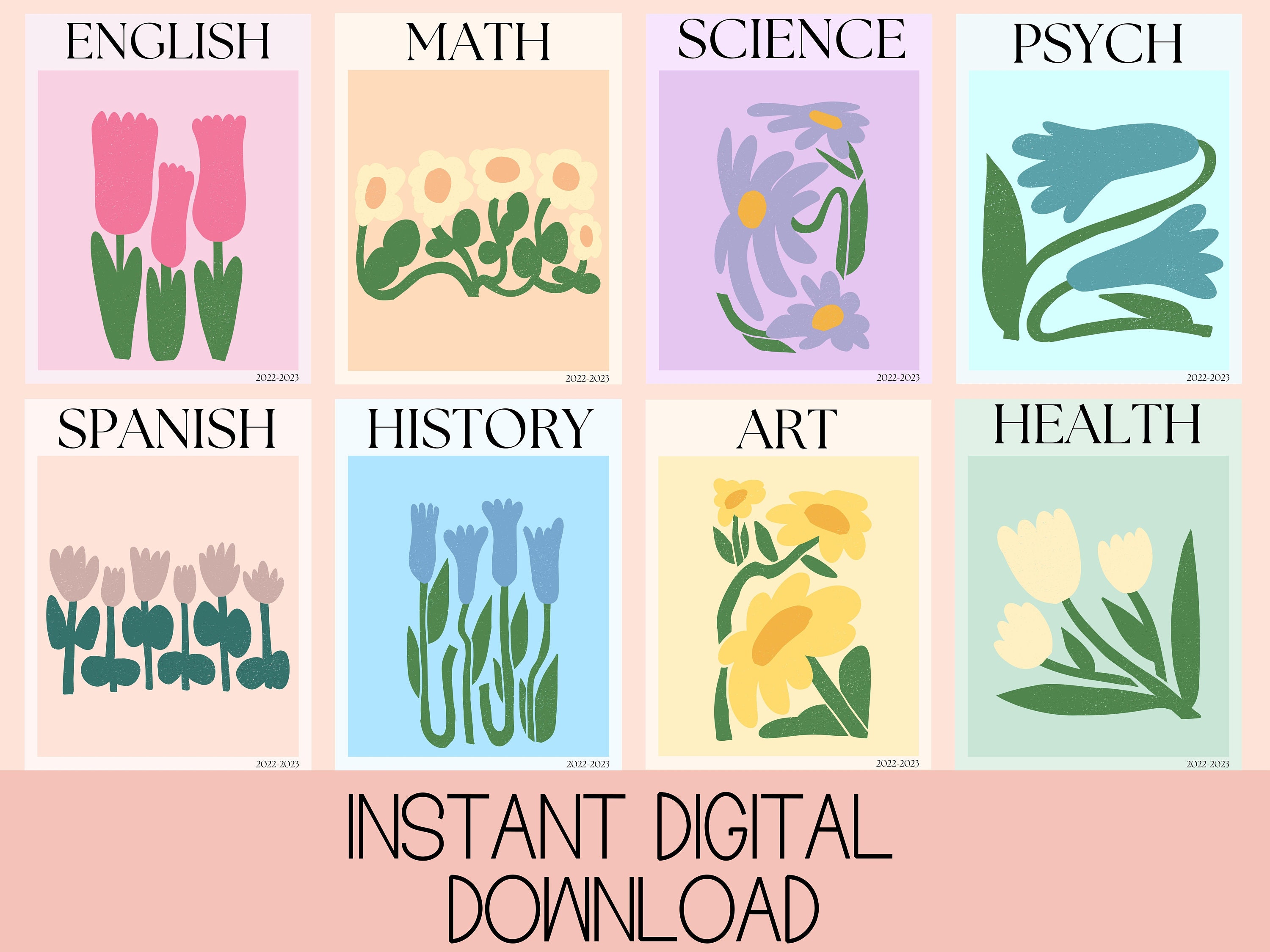 Printable Binder Covers Floral Minimalist Aesthetic Binder - Etsy
