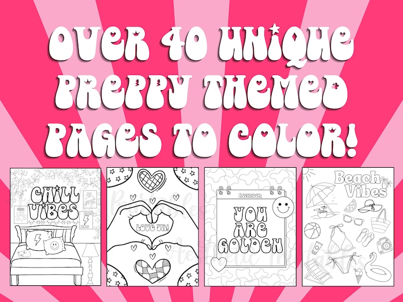 Preppy Coloring Pages Preppy Coloring Book Printable Easy Aesthetic ...