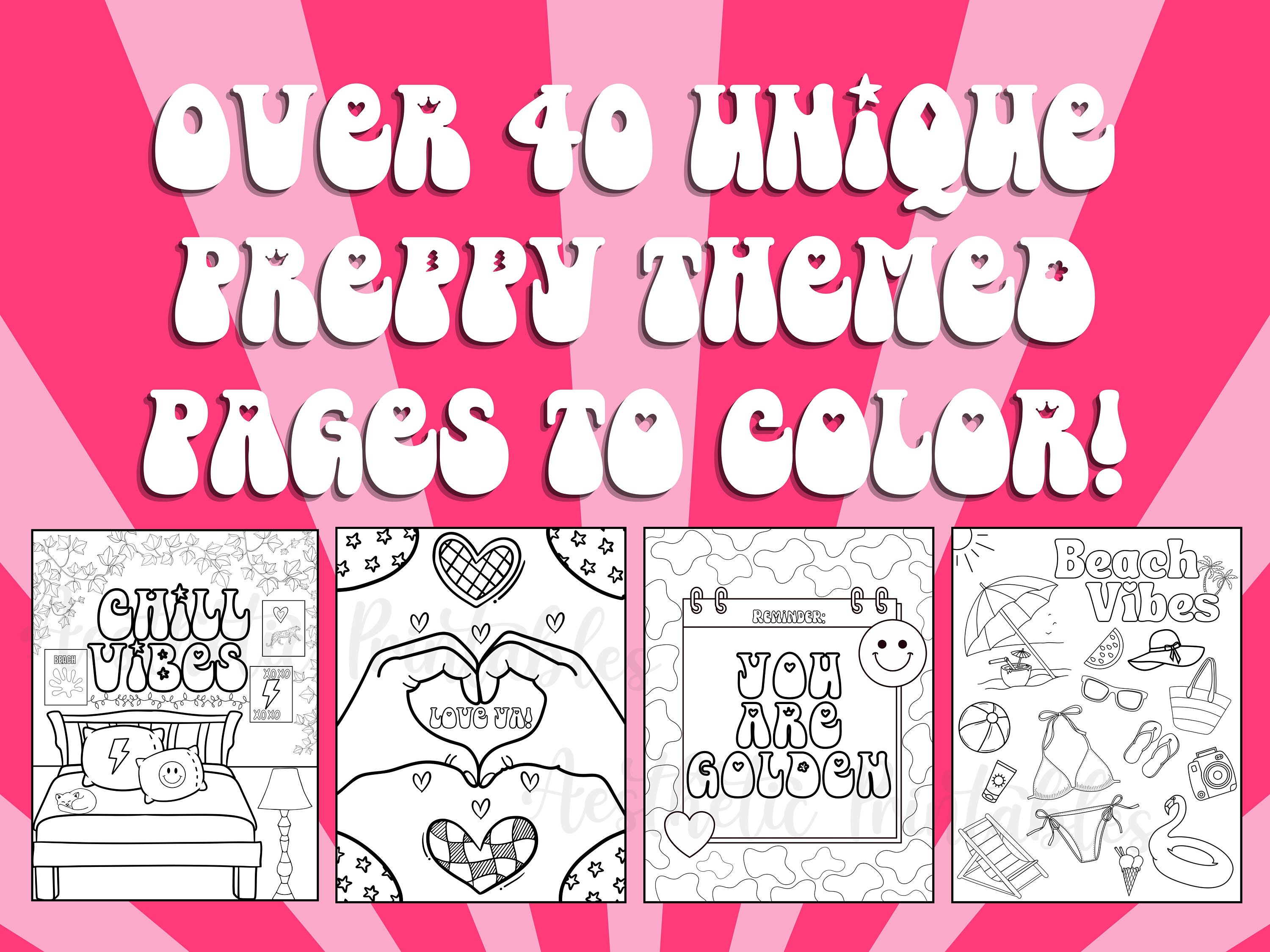 Preppy Coloring Pages Preppy Coloring Book Printable Easy Aesthetic 