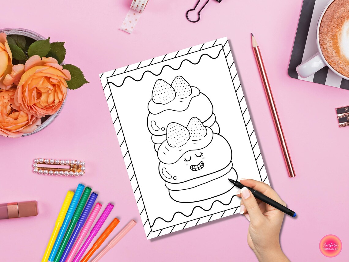 Kawaii Food Coloring Pages Cute Food Coloring Pages Kawaii Etsy