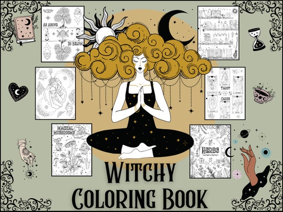 Witchy PDF Coloring Book Magical Printable Witchy Coloring - Etsy