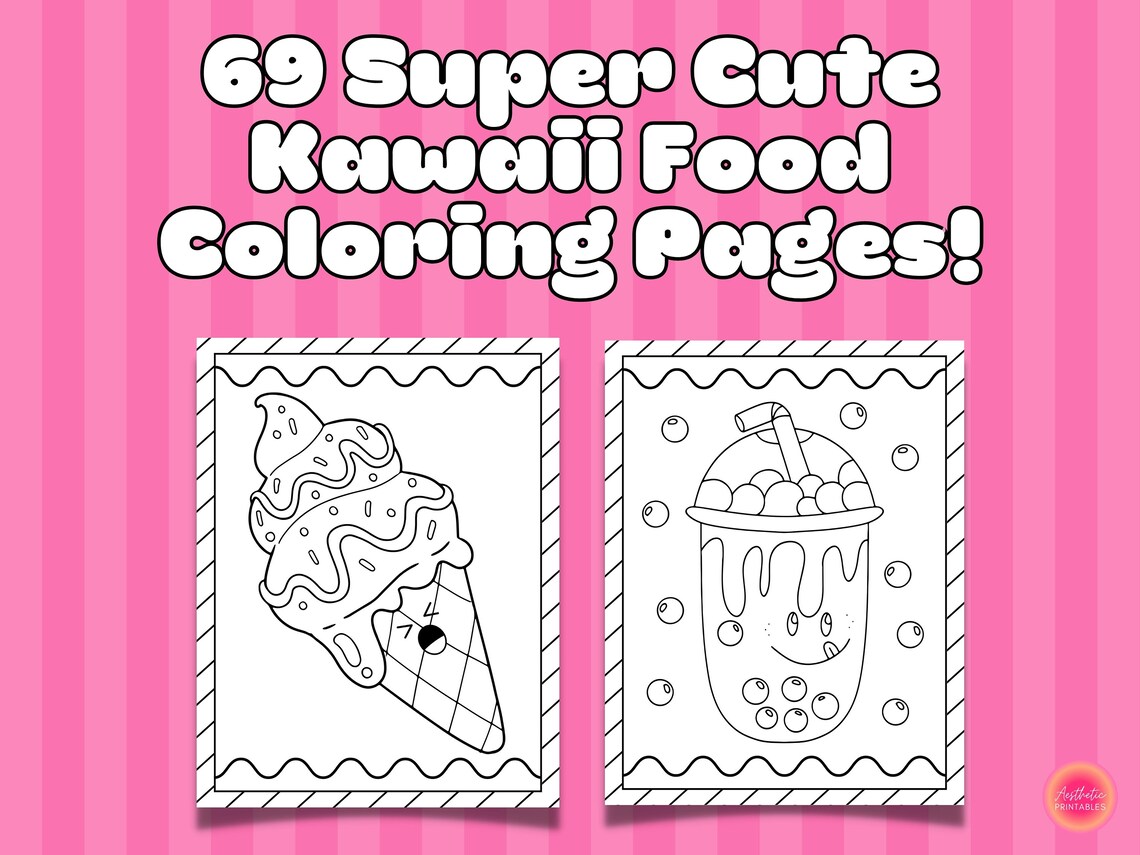 Kawaii Food Coloring Pages Cute Food Coloring Pages Kawaii Etsy