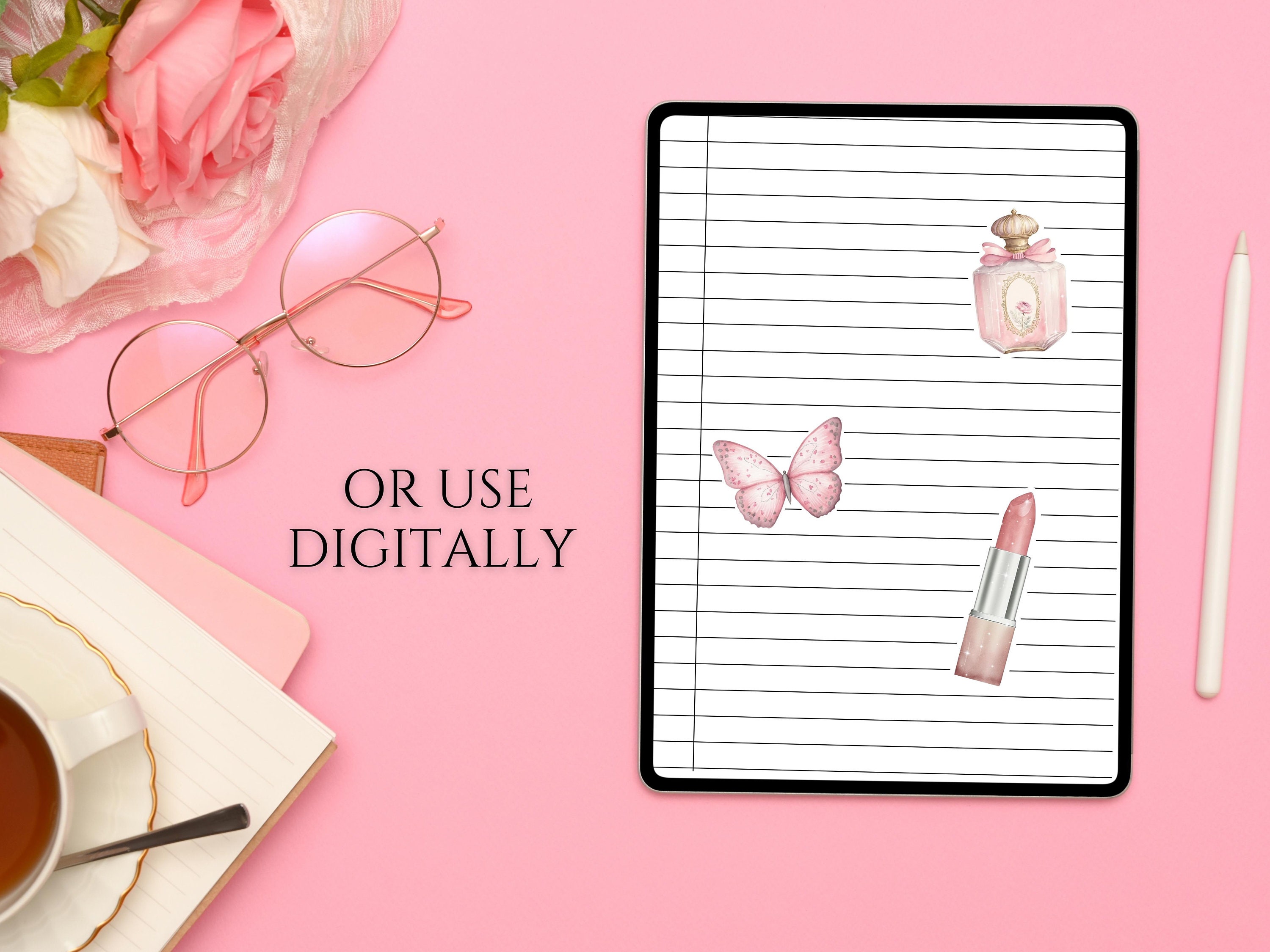 Coquette Stickers, Printable Stickers Sheet, Digital Aesthetic
