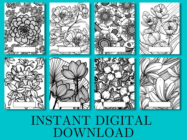 Binder Cover Coloring Pages, Printable, Flowers, Floral Binder Covers ...