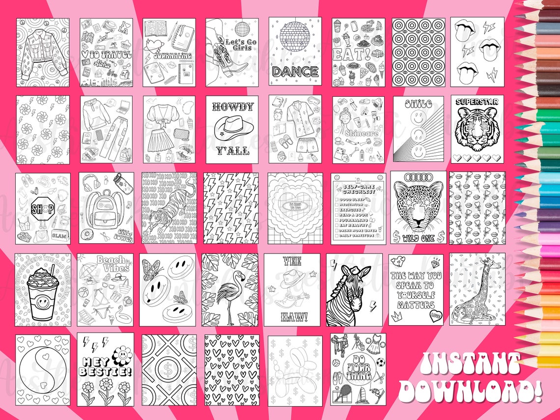 Preppy Coloring Pages Preppy Coloring Book Printable Easy Aesthetic Preppy Coloring Pages Preppy Coloring Book Printable Easy Aesthetic
