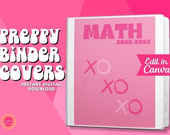 Preppy Binder Covers, Editable, Printable, Aesthetic Binder Covers, Binder Cover Insert For School, Binder Cover Template, 3-Ring Binder
