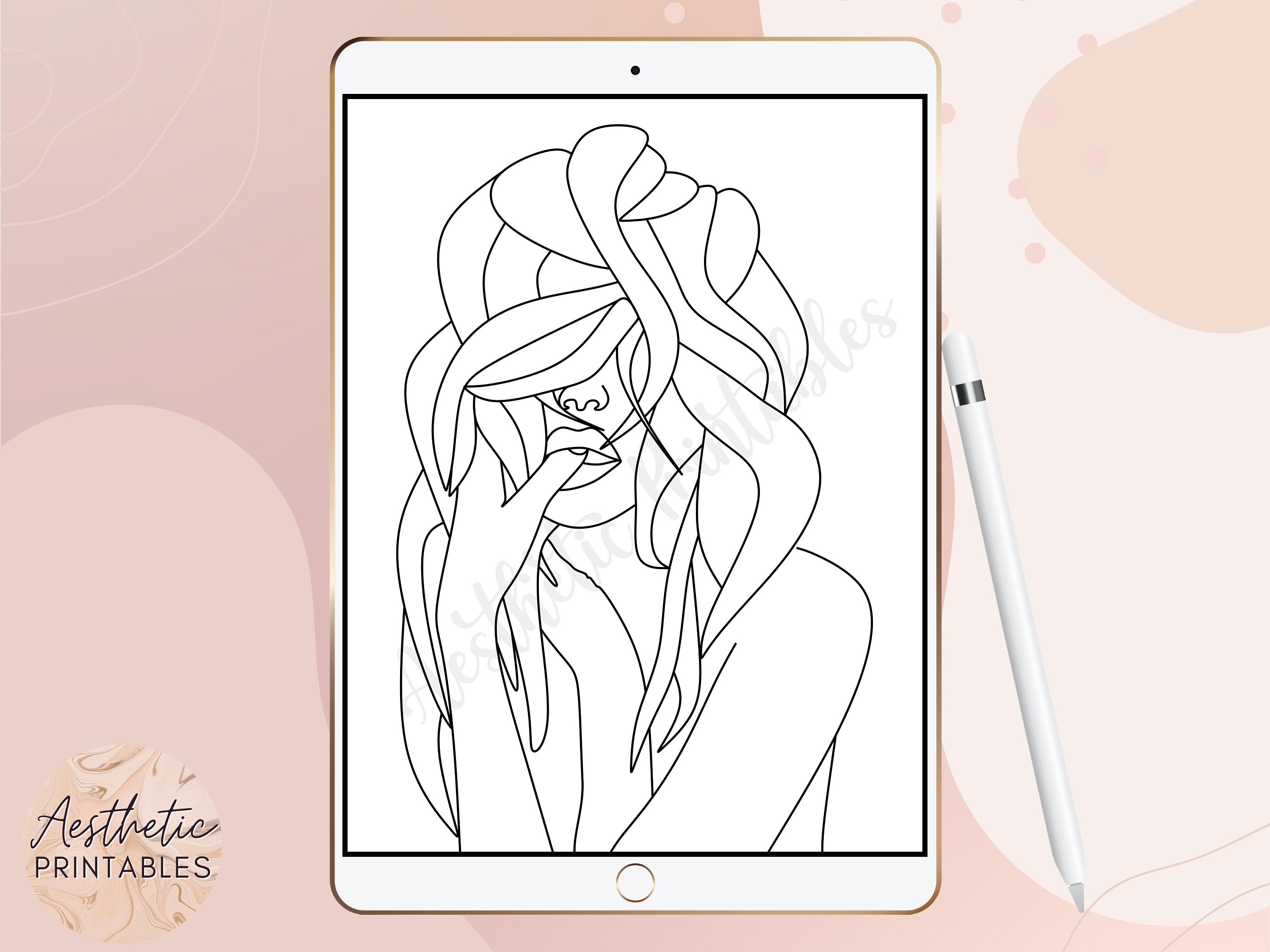 Aesthetic Coloring Book, PDF Coloring Book, Minimalist Coloring Book