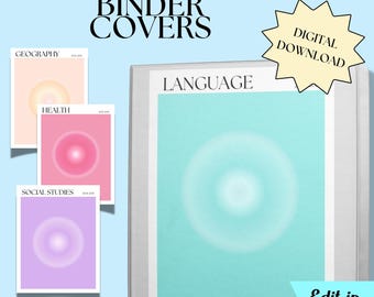Printable Binder Covers, Aesthetic, Editable, Binder Cover Page, Binder Cover Insert For School, Binder Cover Canva Template, 3-Ring Binder