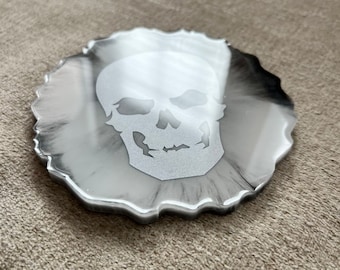 Handcrafted Skull Resin Candle Holder Coaster - Unique Home Decor for Spooky Vibes