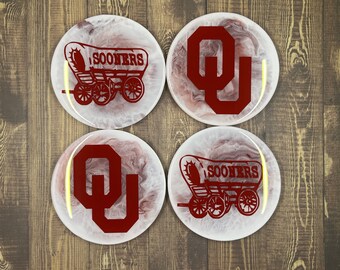 Oklahoma Sooners Resin Coasters - Set of 4: Handcrafted Team Spirit for Your Home