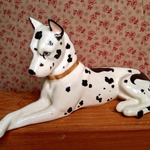 Vintage 1940&#39;s ERPHILA Germany Porcelain Great Dane Figurine~Hand Painted 7.5&quot;