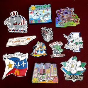 Vintage Lot of 11 Travel Magnets~Rubber Refrigerator~Various Souvenir USA States, Cities