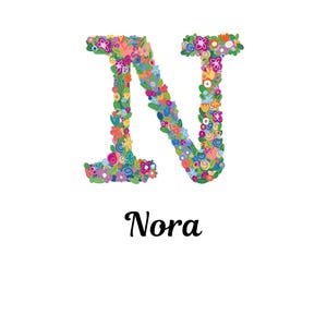 Lienzo decorativo personalizable con monograma inicial de la letra N editable
