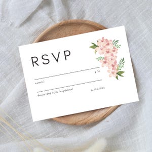 Carte RSVP romantique pour mariage floral rose - Fleurs fantaisistes, bohèmes, aquarelles
