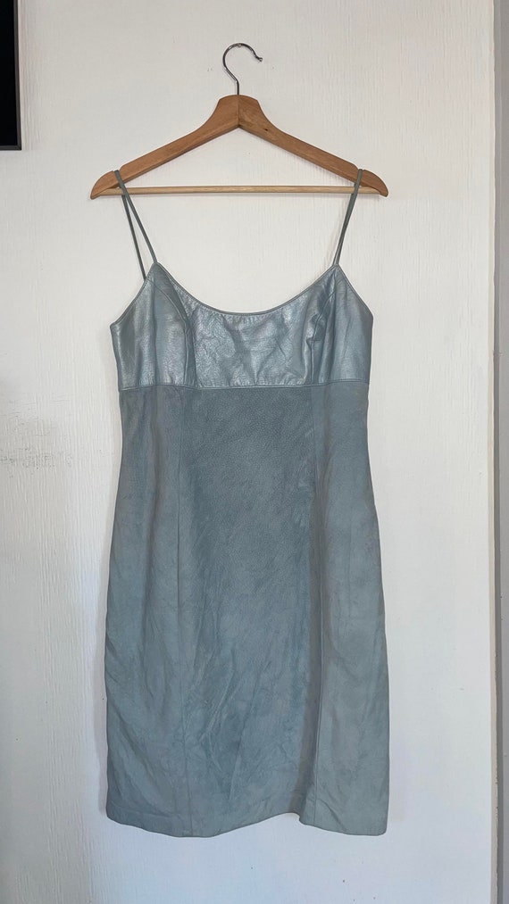 Leather Danier Dress // Light Blue Dress // Vintag