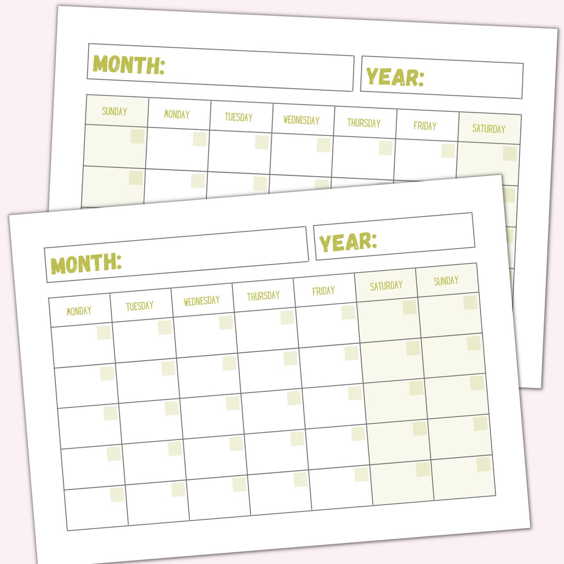 Printable Perpetual Calendar Printable Calendar Blank Calendar Template Undated Planner 8 Colour ...
