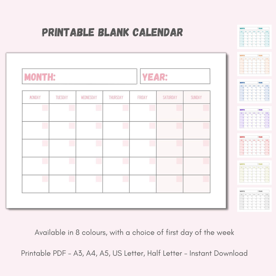 Printable Perpetual Calendar Printable Calendar Blank Calendar Template ...