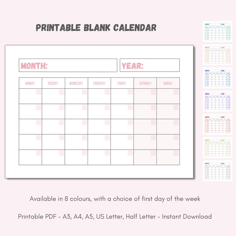 Printable Perpetual Calendar Printable Calendar Blank Calendar Template ...