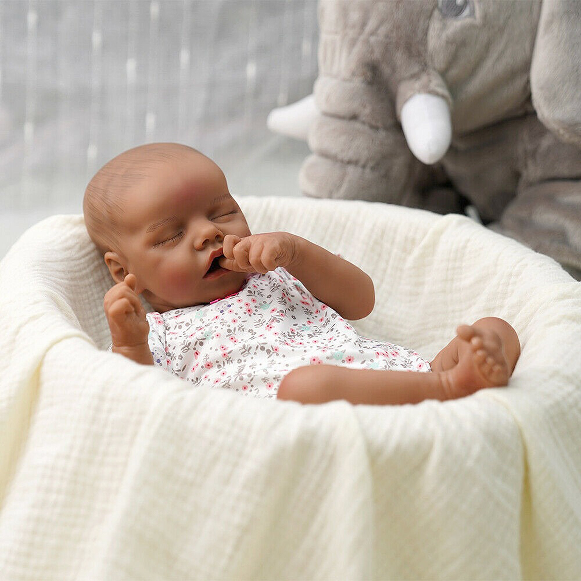 African American Reborn Baby Girl Doll Full Vinyl Newborn Baby Preemie Lifelike 