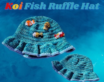 HANDMADE Crochet Koi Fish Ruffle Bucket Hat