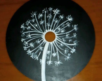 dandelion sunflower hand painted vinyl record and clear cd(4.75) for vintage aesthetic wall decor