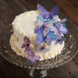 Edible Lavender Purple Butterfly Collection Set of 15 Cake / Cupcake Toppers