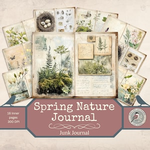 Kit de diario de naturaleza de primavera / Diario imprimible para observaciones de primavera / Páginas de estilo botánico / Diario de naturaleza / Diario de temporada