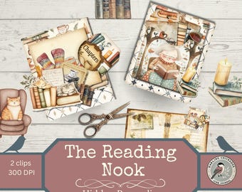 The Reading Nook – Cozy Reading Hidden Paperclips & Printable Ephemera | Bookish Junk Journal Kit | Digital Ephemera for Crafters
