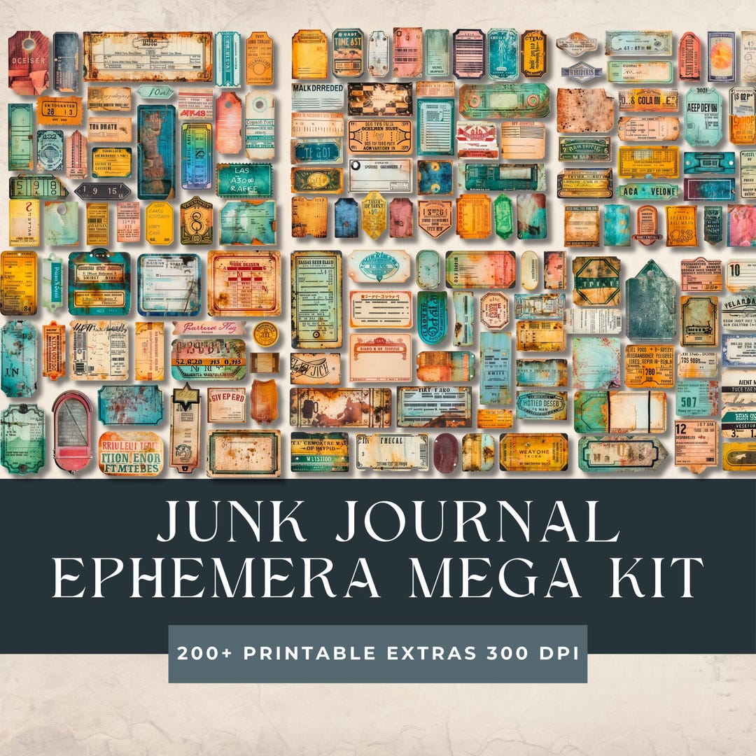 Junk Journal Mega Kit | Digital Journal Loaded Tags| Shabby Ephemera ...