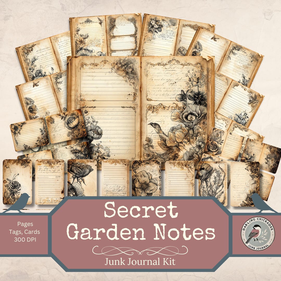 Secret Garden Notes – Vintage Floral Junk Journal Kit | Vintage ...