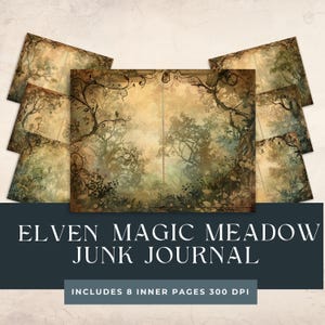 Enchanted Elven Meadow Junk Journal Pages | Fantasy Printables | Forest Papers | Fairy Forest Scrapbook Paper | Magic Forest Craft