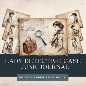 Lady Detective Case Junk Journal Kit | Detective Files | Crime Investigation Printable | Detective Craft Kits | Vintage Victorian Pages