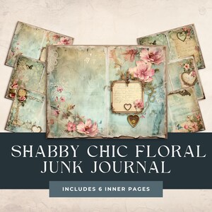 Diario basura imprimible, Shabby Chic, Páginas de diario romántico, Cartas vintage, Descarga digital de diario imprimible floral