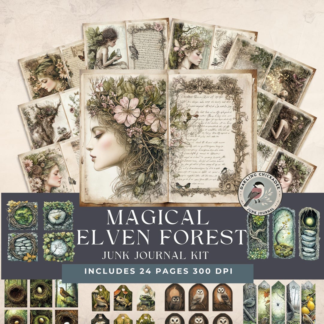 Magical Elven Forest Junk Journal Kit | Whimsical Woodland Pages ...