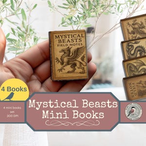 Mystical Beasts Veldnotities miniboeken 4 miniboeken – afdrukbare journaalset | Afdrukbare mythische wezens van ephemera | Fantasiepagina's