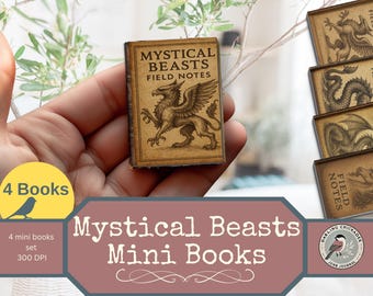 Mystical Beasts Field notes Mini Books 4 Mini Books – Printable Journal Set | Printable Mythical Creatures Ephemera | Fantasy Pages