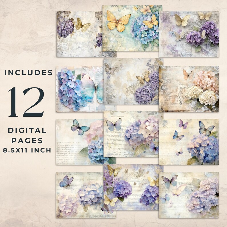 Shabby Hydrangea Junk Journal | Vintage Hydrangea Letters | Floral ...