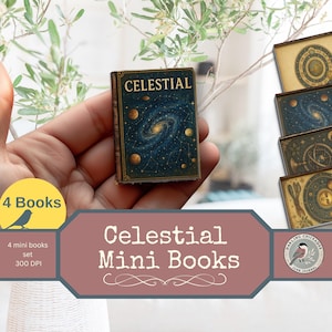 Himmlische Minibücher 4 Minibücher - Printable Journal Set | Druckbares Galaxie & Stern Journal Set | Astronomie Ephemera für Junk Journals