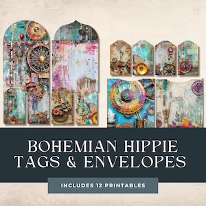 Conjunto de papeles Boho imprimibles / Boho Scrapbook / Digital Gypsy Craft Collage Supplies / Boho Ephemera Pack / Collage Sheets Descarga instantánea