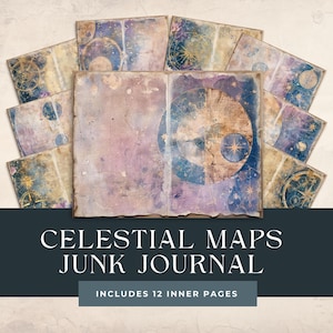Pagine stampabili del diario della spazzatura celeste / Diario di astronomia / Carta per album spaziali / Diario della spazzatura spaziale /Diario della luna / Download digitale