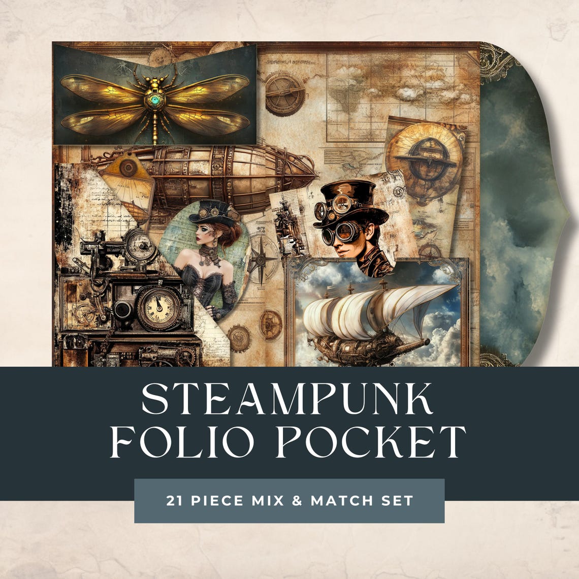 Steampunk Folding Folio Vintage Craft Kit | Printable Papers for ...