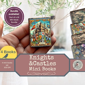 Knights and Castles Mini Books – Set of 4 | Printable Mini Books Junk Journals & Collectors | Medieval Miniature Journals with Inner Pages