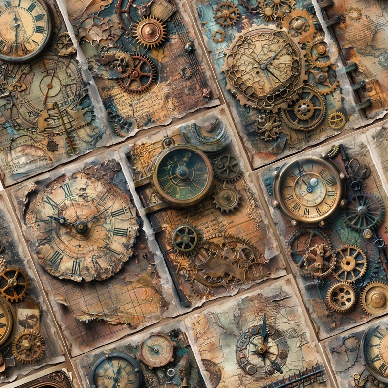 Steampunk Clocks Notebook Junk Journal | Victorian Steampunk Scrapbook ...