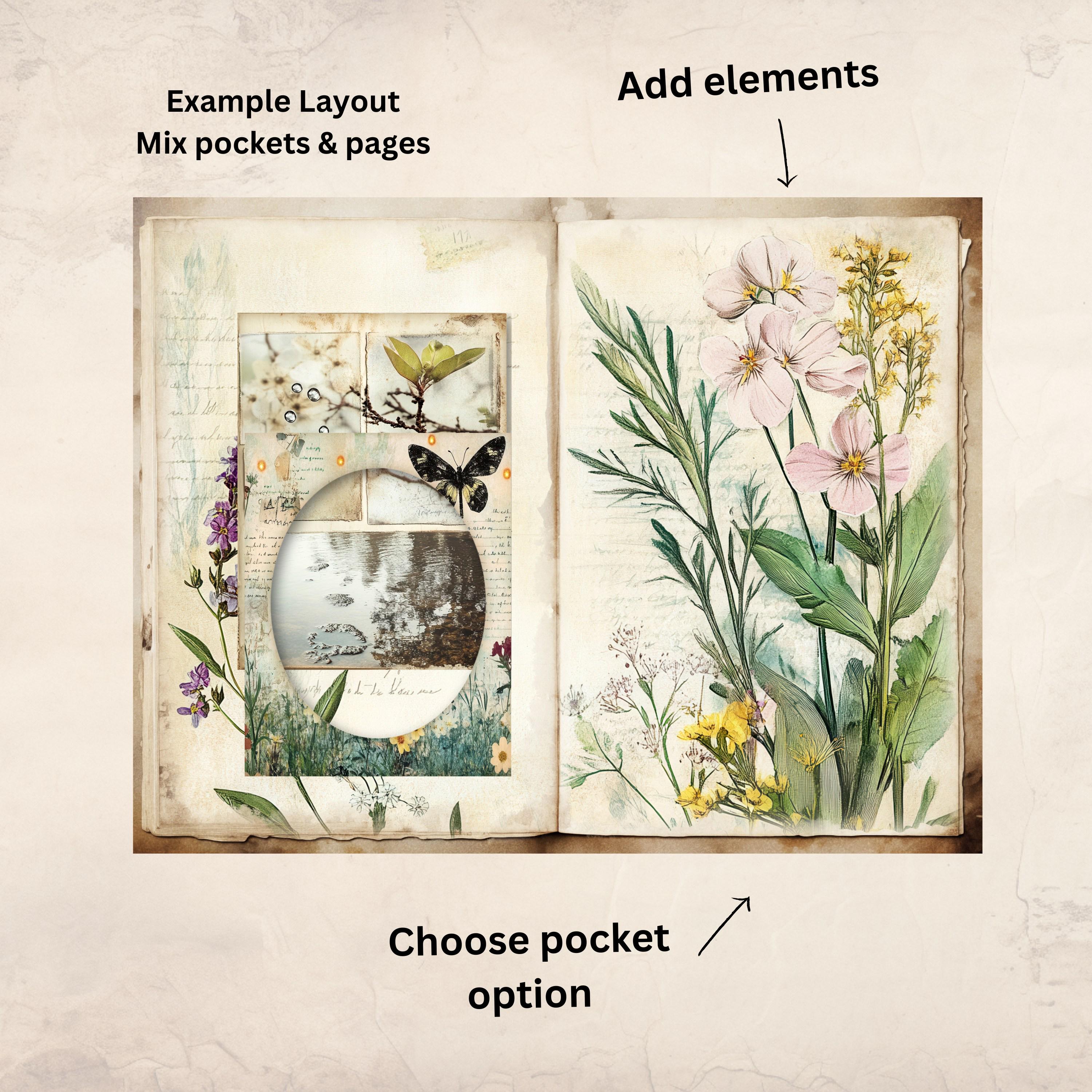 Spring Nature Value Bundle | Botanical Junk Journal Kit | Pages Pockets ...