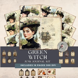 Kit groene heks ongewenste dagboeken | Magische apotheek |  Op de natuur geïnspireerde verschijnselen | Digitale download kruidenheks | Thema's betoverde woud