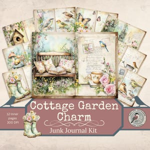 Cottage Garden Charm Junk Journal | Garden Junk Journal | Printable Floral Pages | Cozy Cottage | Whimsical Scrapbooking | Spring Craft