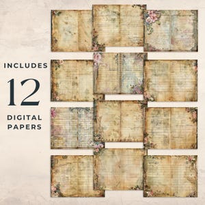 Vintage Notebook Junk Journal Kit | Vintage Lined Papers | Old Papers ...