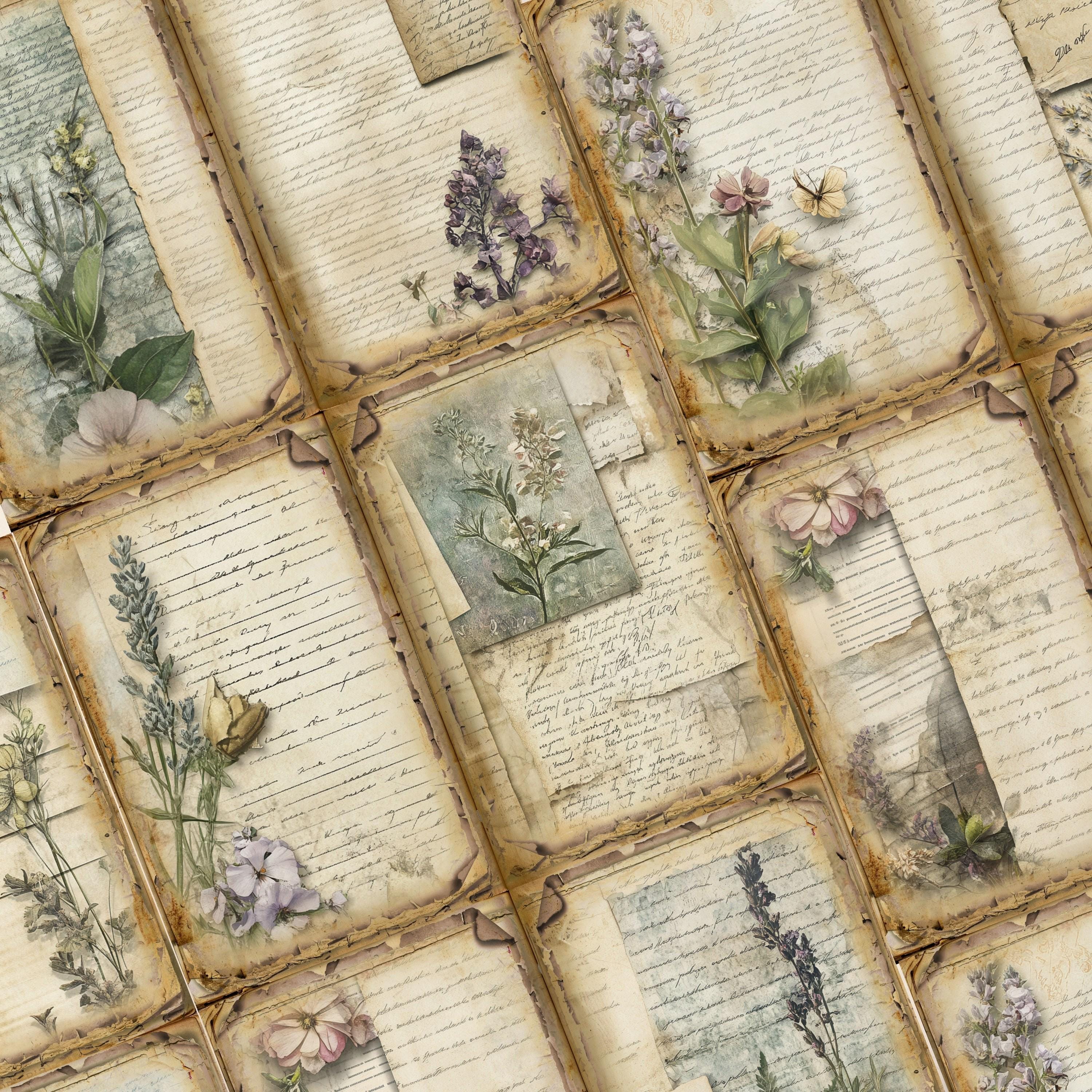Herbal Pages – Vintage Botanical Junk Journal Kit With Pressed Florals ...