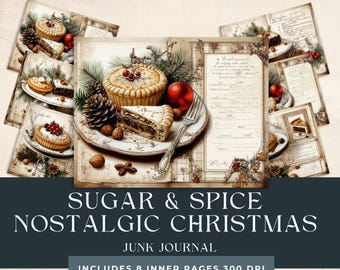Nostalgic Christmas Junk Journal | Sugar Spices | Vintage Recipe Cards | Festive Scrapbooking | Holiday Crafting | Vintage Christmas Pages