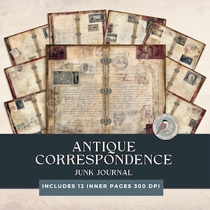 Antike Korrespondenz Junk Journal Kit | Druckbare Vintage Ephemera Seiten | Vintage Buchstaben Seiten | Antike Papiere Scrapbooking